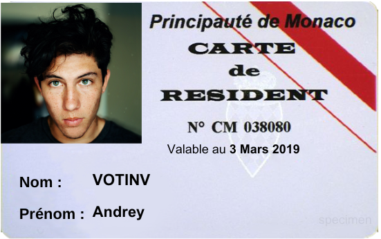 Andrey Votinov Resident Card Monaco